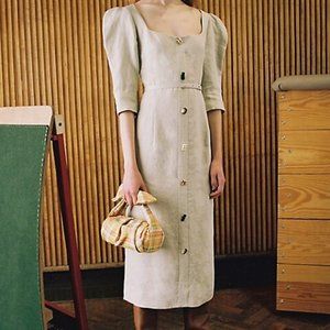 Rejina Pyo Leonie Linen Midi Dress UK 10 / EU 38